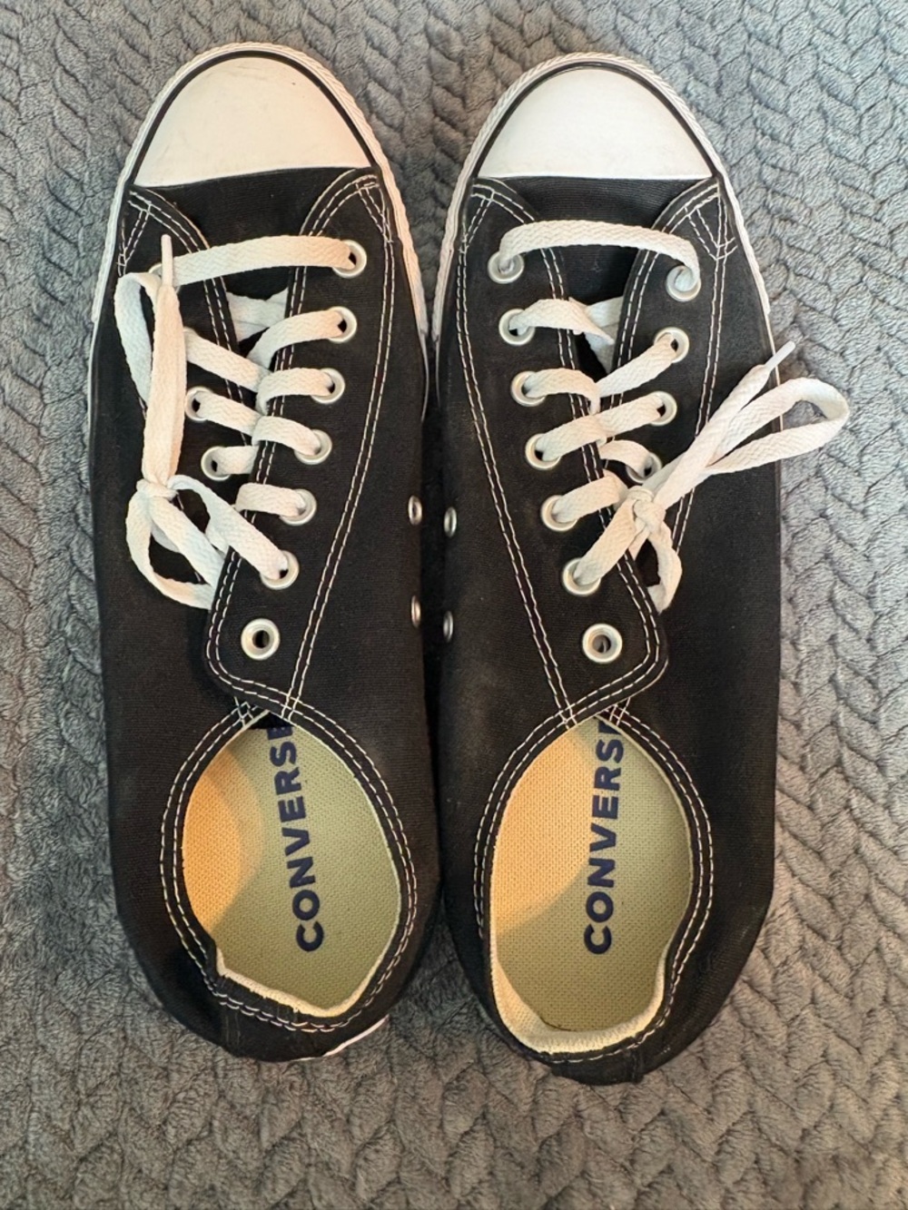 Converse Black Canvas Low-Top Sneakers with White Trim Unisex